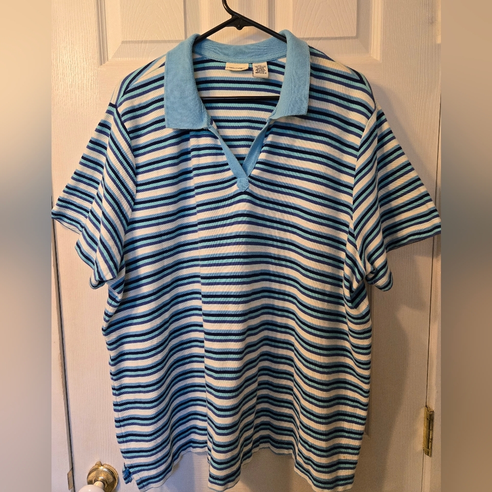 Striped Blue and White Polo Shirt